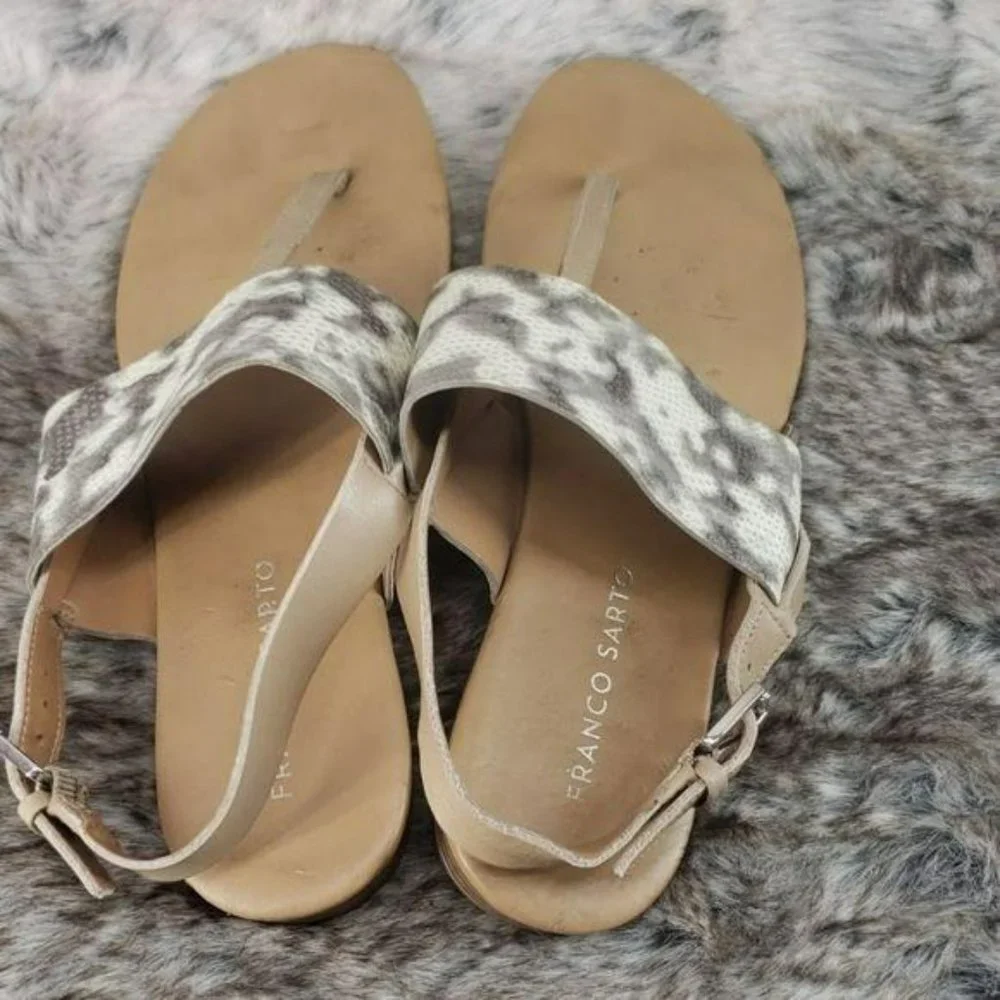FRANCO SARTO SNAKESKIN size 7‎ ankle strap Sandals